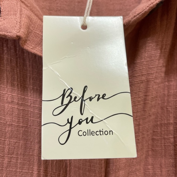 NWT Rose Color Gauze Button Up Short Sleeve Dress-L - Picture 3 of 6